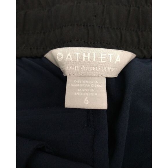 Athleta Colorblocked Shorts Women's Size‎ 6 Navy Blue Black Running - Picture 2 of 5